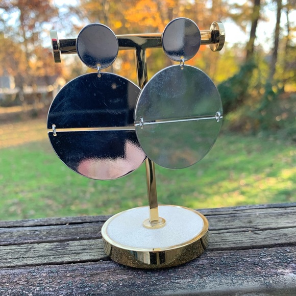 Chrome Circle Plate Earrings - Picture 3 of 5